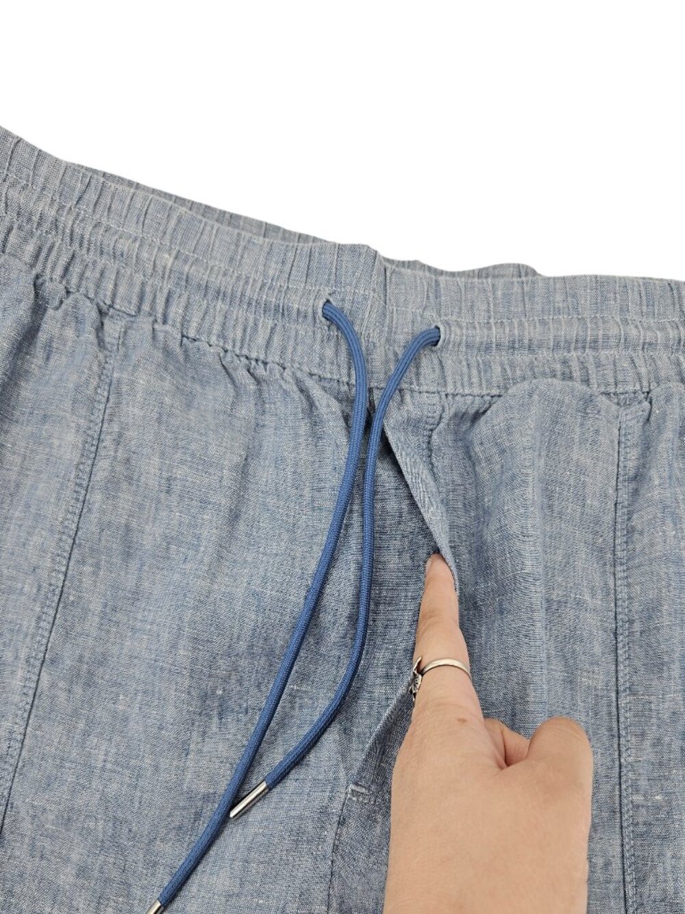 Athleta Retreat Linen 4" Shorts Chambray Wash Blue Women's Size 22 Mid Rise - Picture 5 of 13